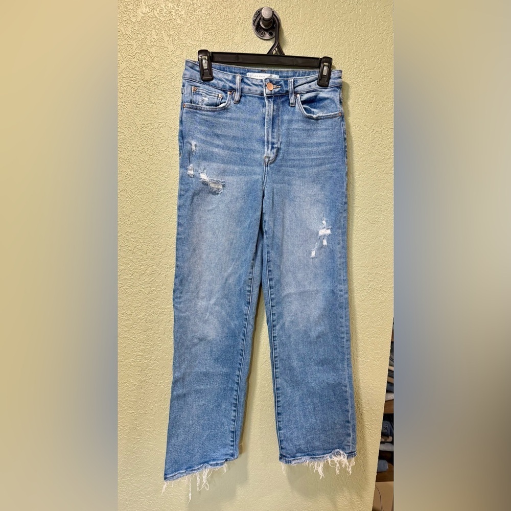 Altar'd State Light Blue Distressed Straight Leg Jeans Size 26